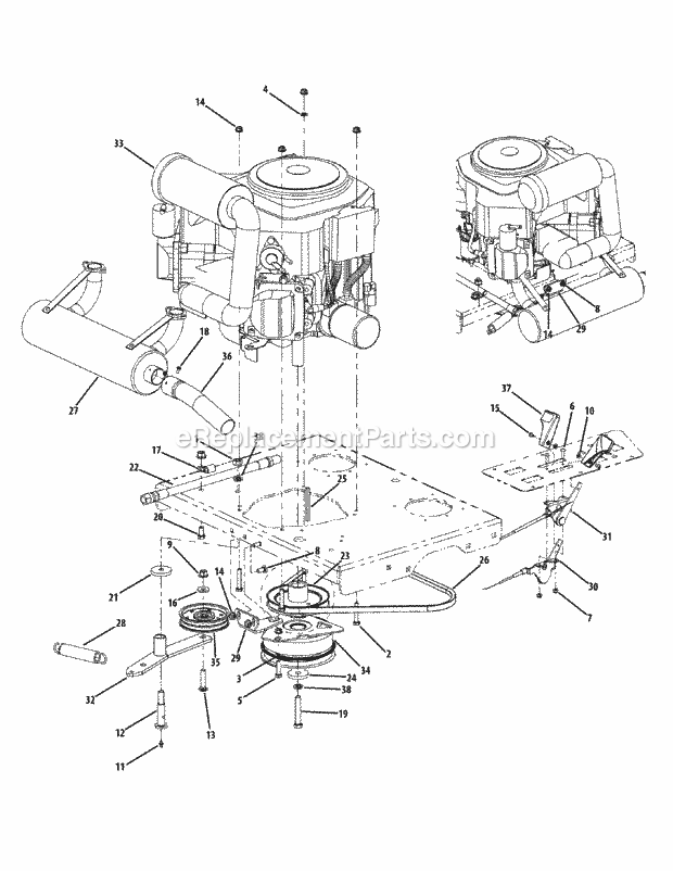 Kohler Engine Accessories 27hp Diagram and Parts List for M54-KH (53BH8CT4050) (2011 & After) Cub Cadet Sprayer